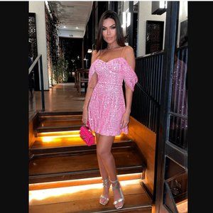 Pink Diamond Sequin Dress